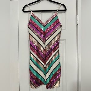 Express Chevron Sequin Dress